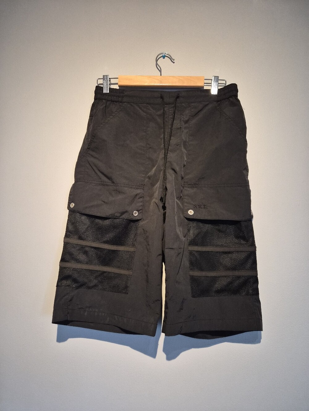 Vintage S.X.E Black Mesh Oversized Shorts | Size XL